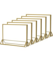 6-Pack 5x7 Double-Sided Clear Acrylic Sign Holders with Gold Borders