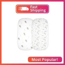 Cloud Baby Bassinet Sheet 32"x16" 2 Pack - 100 Organic Jersey Cotton, Breatha