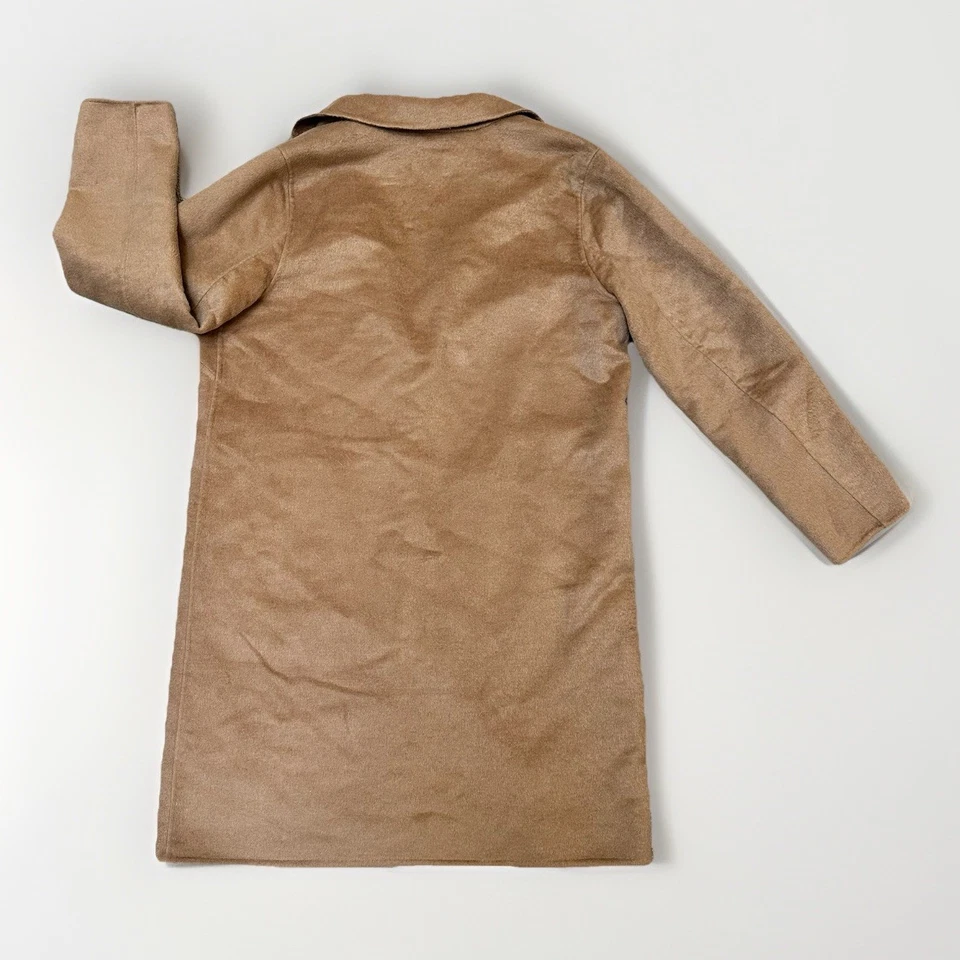 J.Jill Vicuna 软拉丝羊毛混纺骆驼中长豌豆大衣胶囊优雅 M — 第 2/4 张图片