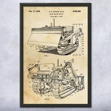 Bulldozer Patent Wall Art: Carpenter Gift, Construction Worker, Foreman Gift