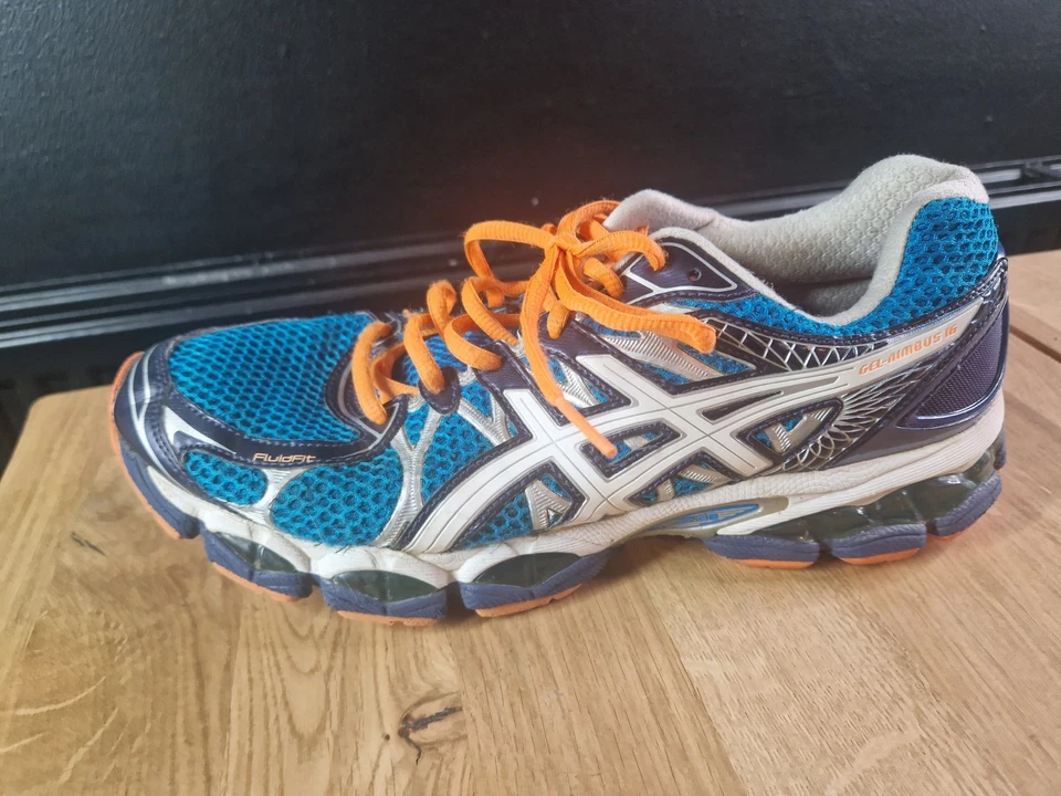 ASICS Gel Nimbus 16 (T435N) Scarpe da Ginnastica Uomo Blu Arancione UK: 8,5 EU: 43,5 - Immagine 3 di 4