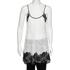 Oscar de la Renta Monochrome Lace Slip Dress M
