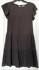Altar'd State S Gray Tiered Boho Short Dress Lined Ribbed Short Sleeve EUC