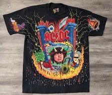 Rare Authentic Vintage 90s 1992 AC/DC All Over Print AOP Concert T-shirt XL