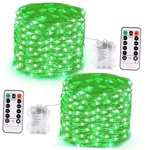 2 Pack 400 LED 132ft Battery Fairy Lights in Green
