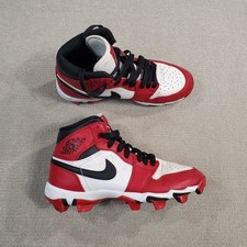 Nike Air Jordan 1 Mid Red Football Cleats Boys 5Y Shoes Chicago HF6883-106
