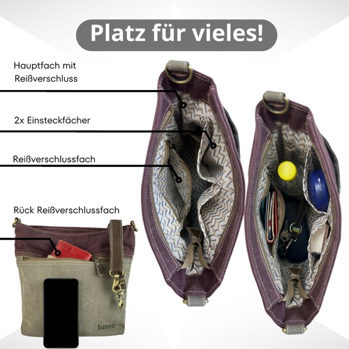 Sunsa Vintage Umhängetasche. Patchwork Schultertasche. Canvas Crossbody Tasche - Bild 7 von 7