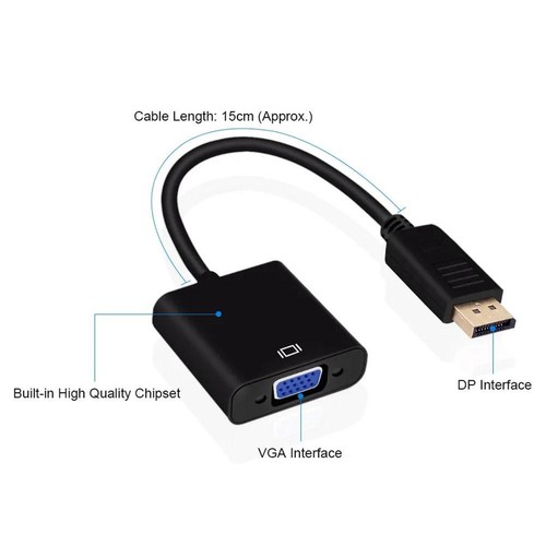 FHD Display Port DP Male to VGA Female Adapter Converter B Lead A8U5 Cable R6N5 - Photo 13/15