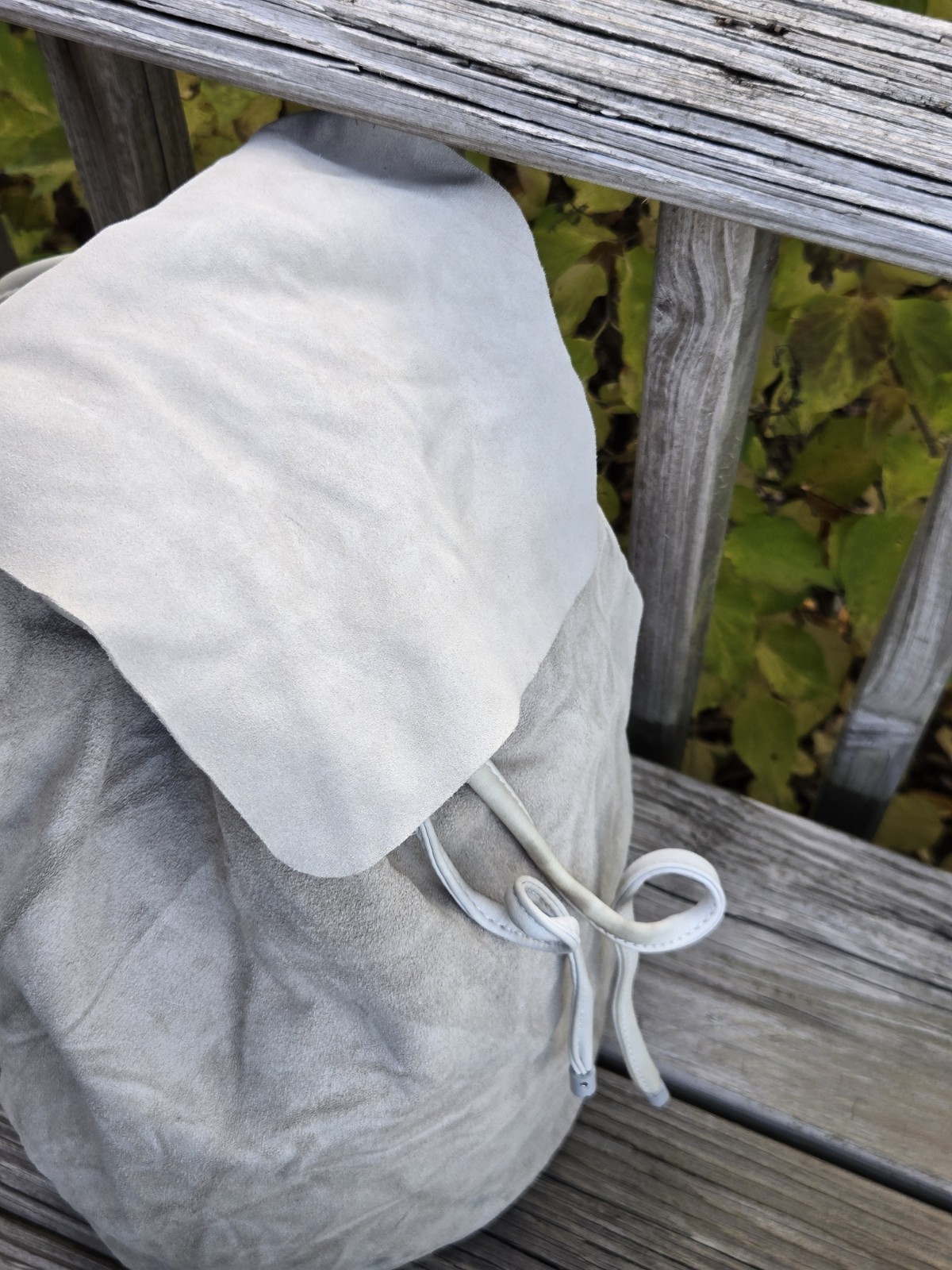 COS Suede Leather Backpack Light Gray - image 2