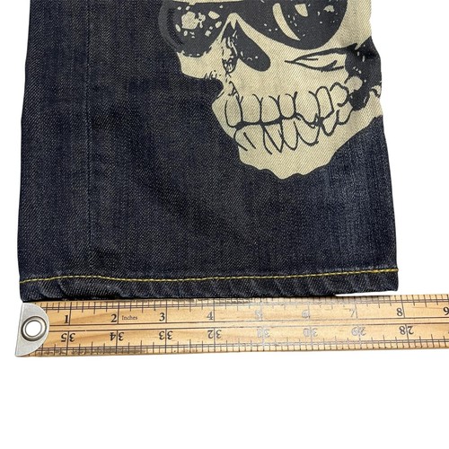 Jeans Ed Hardy Vintage Denim Calavera Azul Pintados Talla W 36 x L 34 Hechos en República Popular China - Imagen 6 de 18