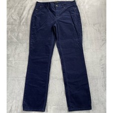 Talbots Flawless Corduroy Pants 10 Curvy Straight Five Pocket Navy Blue Slimming