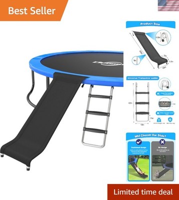 Trampoline Ladder & Slide Combo - Kid-Friendly 3 Steps for 10ft-16ft Trampolines