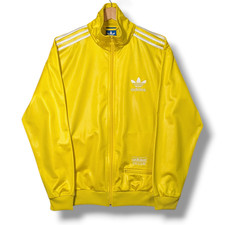 Adidas Yellow Chile 62 Track Jacket Mens Medium Tracksuit Top Wet Look Retro