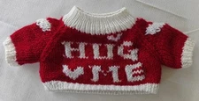 Build A Bear Hug Me Knitted Sweater Red White Heart Teddy Bear Clothes