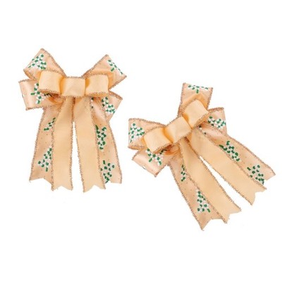 Elegant Polyester Double Bowknot Hangings Pendant For Christmas Tree And Gifts