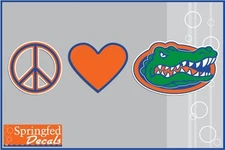 Florida Gators PEACE LOVE GATOR HEAD Vinyl Decal #2 UF Car Truck Window Sticker