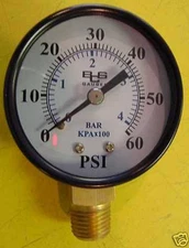 Swimming Pool Filter Pressure Gauge 1/4" Standard METAL BACK