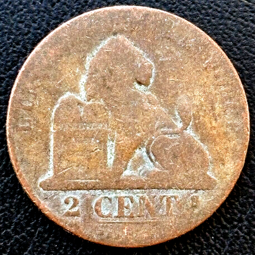1864 Belgium 2 Centimes KM# 4.2 Europe Bronze RARE Foreign Coins Genuine Coin - Picture 3 of 5