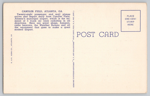 Postal Atlanta Georgia Candler Field Aeropuerto Municipal Nueva Torre de Control - Imagen 2 de 3