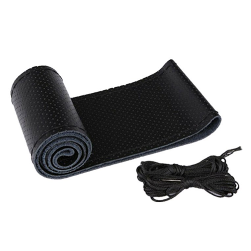 PU Leather Black Car Steering Wheel Cover Breathable Anti-slip 15\'\'/38cm DIY - Picture 4 of 7