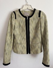 Banana Republic Women Tweed Yellow Cropped Jacket Cotton Size 2