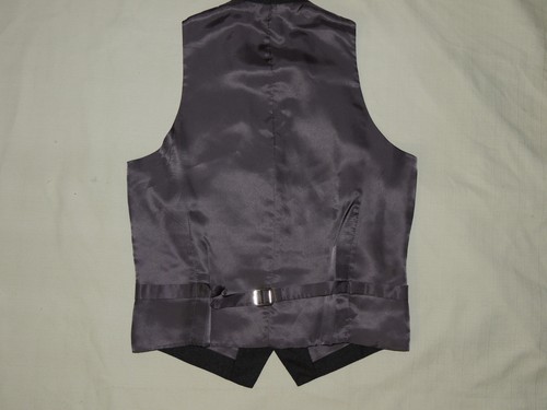 Dark Gray Solid Wool Blend Men Waistcoat Vest Size XS - Picture 3 of 5