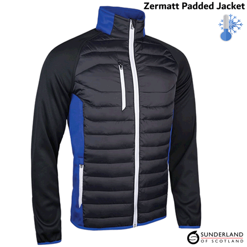 MENS GOLF JACKET SUNDERLAND ZERMATT MENS THERMAL PADDED WINTER GOLF TOP