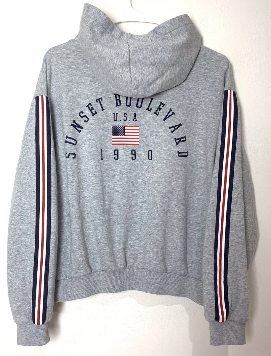 Divided by H M Hoodie Cropped Sweatshirt Sunset Boulevard Woman s XL Gray