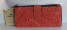Patricia Nash Tooled Nazari Genuine Leather RFID Wallet Apricot P419244 NWT 89