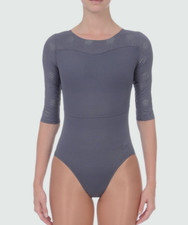 NEW Danskin Women's Mesh Inset Hematite Leotard, 0-2
