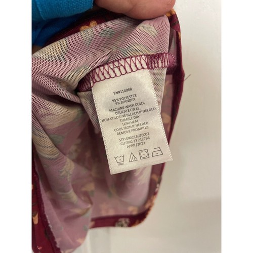 NWOT Madison & Berkeley Maroon Floral Top Puff Sleeve V-Neck Fitted Waist M - Picture 4 of 7