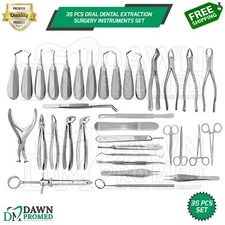 German Grade 35 Pcs Oral Dental Surgery Extracting Elevators Forceps Inst Set