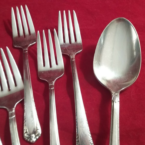 Vajilla L&C M Co. SUPERFINE XXXX Plato de Plata 8 Tenedores para Ensaladas Cuchara Gravada ANTIGUA - Imagen 5 de 9