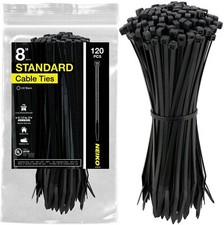 NEIKO Black 8-Inch Heavy Duty UV Cable Zip Ties, 120-Piece  75 lb Tensile Stren
