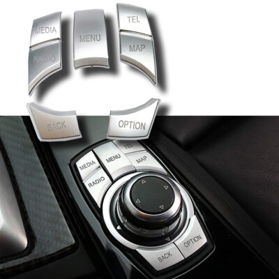 7x Pearl Silver I-Drive Multimedia Buttons Cover Fits 09-15 F01 F02 750i B7