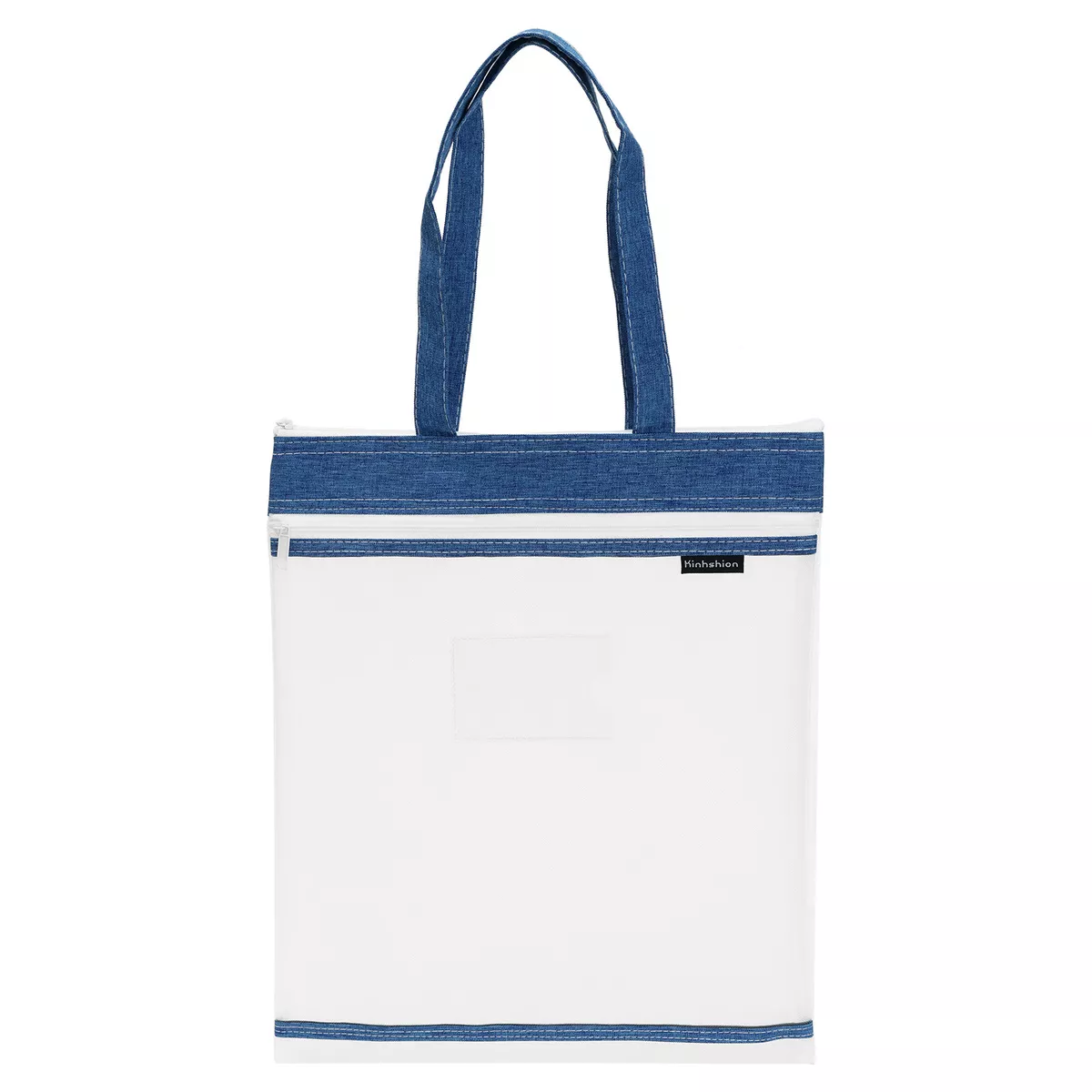 Nylon Document Bag Mesh Transparent File Pouch for Office Blue