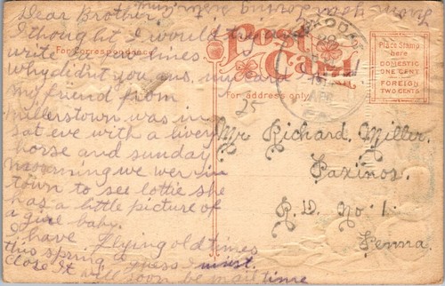 Vintage Large Letter Floral Flower Postcard ~ To My Dear Brother ~ Poem ~Fall - Picture 3 of 3