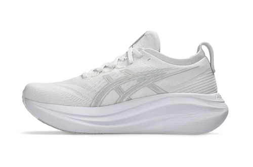 Zapatillas para correr ASICS GEL-NIMBUS 27 1011B958 100 blancas/gris glaciar nuevas en caja - Imagen 14 de 14