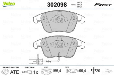 VALEO 302098 Bremsbelagsatz, Scheibenbremse für AUDI
