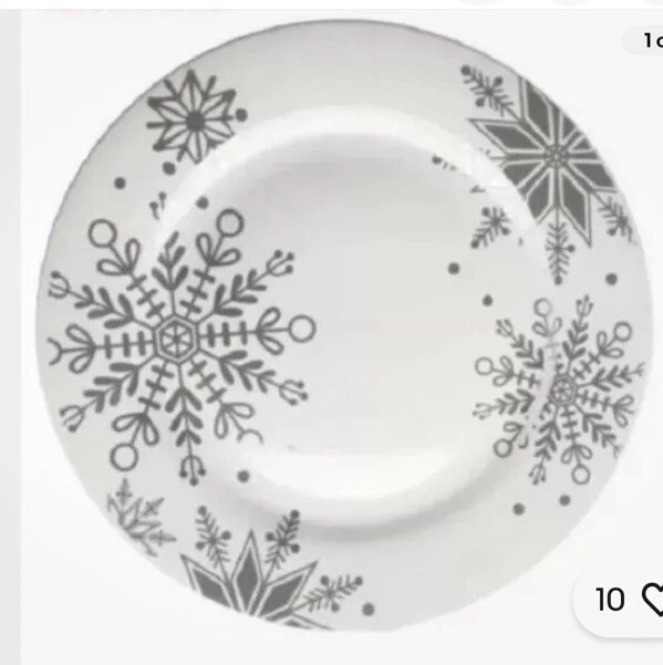 Royal Norfolk Christmas Snowflake Salad Plate Silver Snowflakes 8 In