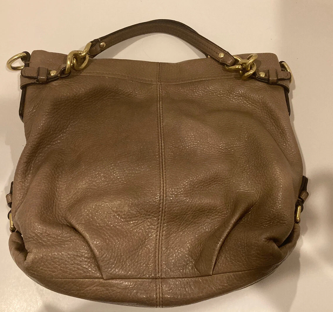 Coach Brooke 14142 Soft Tan Pebbled Leather Hobo Satchel Tote Handbag