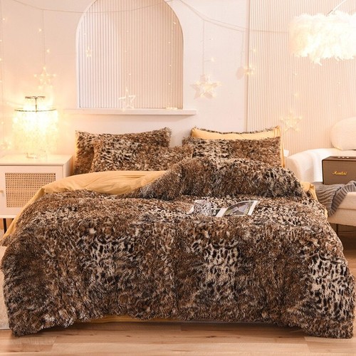 Shaggy Coral Fleece Warm Bedding Set Duvet Cover Pillowcases 3pcs Bedclothes - Picture 6 of 47