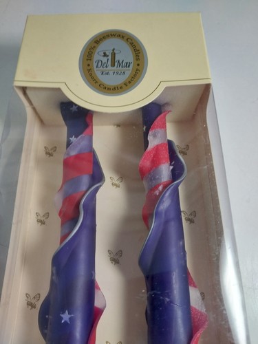 2 Del Mar Knorr Candle Factory Beeswax Double Spiral Ruffle Americana Candles US - Picture 5 of 12