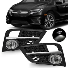 For Honda Odyssey 2018 2019 2020 Halogen Fog Lights Driving Bumper Lamps w/Bezel