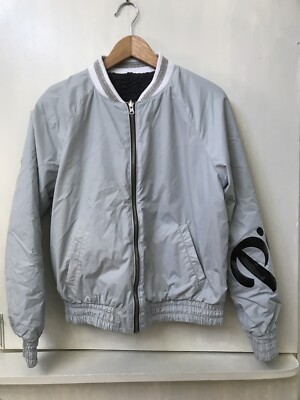 Victoria's Secret PINK VS Reversible Gray Logo Sherpa Lined Bomber Jacket XS
