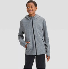 Boys' High Pile Fleece-Lined Full Zip Hooded Sweatshirt - All In Motion Size: S