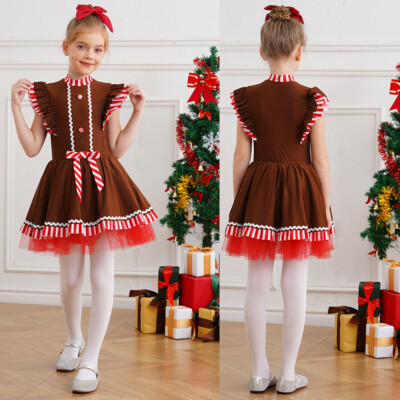 Kids Girls Outfits Dance Dress Ballet Skirt Santa Festival Birthday Fancy Tutu