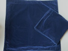 RARE PAIR Ralph Lauren BLUE Velvet European EURO Pillow Shams EUC Blue Tag