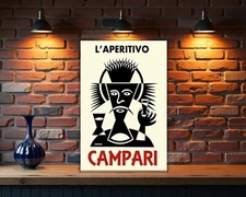 Vintage Campari  Depero  L'Aperitivo Heavy Metal Sign (60x40cm)