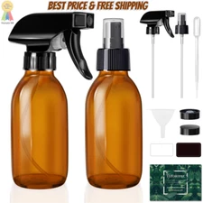 Glass Spray Bottles 4 OZ, Amber Empty Spray Bottle for Essential Oils, Small Gl